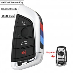 Modified Smart Remote Key Fob 315MHz/ 433.92MHz / 868MHz for BM*W CAS4 CAS1 2 3 4 5 6 7 X5 X6 CAS4+ FEM 2011-2017