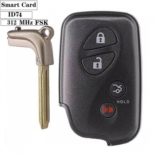 Smart Remote Key （3+1）button FSK312MHz-5290-ID74-WD03 WD04 Lex*us Crown(2010-2013)（with Emergency KeyTOY48）