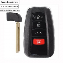 3+1button ASK314.3MHz Smart Remote Key 8Achip TOY12 FCC ID:14FBE-0410 for US Toyot*a Avalon 2018-2019