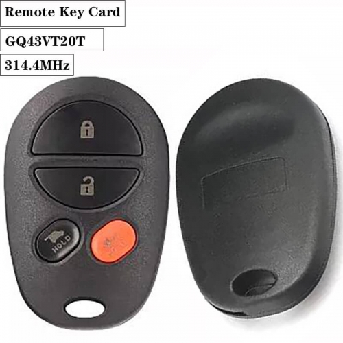 3+1 Button Remote Car Key for Toyot*a Sienna 2004-2013 314.4MHz GQ43VT20T