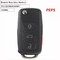 3+1button 315MHz Folding Remote Key ID48 Chip HU66 FCC ID:NBG010206T For VW 2011-2016/PEPS