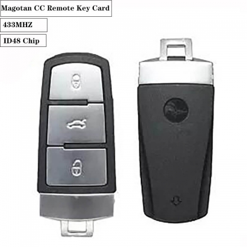 3button Remote Key Card 433MHZ.ID48 Chip For VW Magotan CC (After Market)