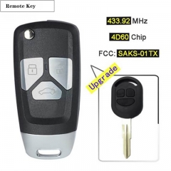 Upgraded Flip Remote Key 3 Button DW04R Blade For Chevrolet Optra Lacetti 433.92MHz 4D60 Chip FCC ID:SAKS-01TX