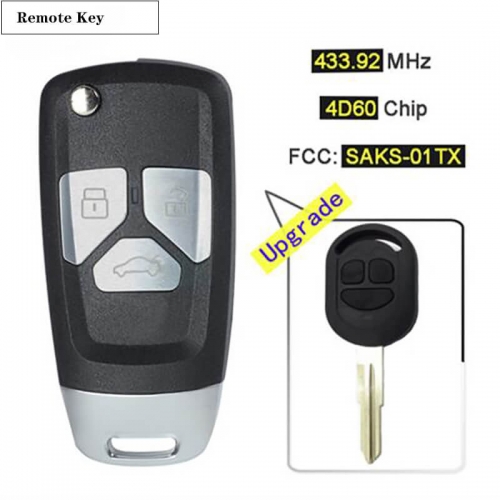 Upgraded Flip Remote Key 3 Button DW04R Blade For Chevrolet Optra Lacetti 433.92MHz 4D60 Chip FCC ID:SAKS-01TX