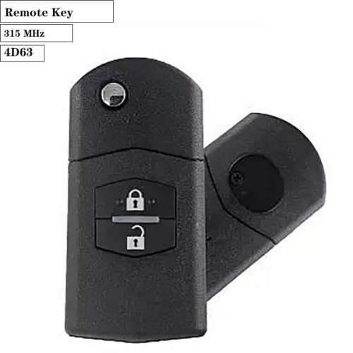 2 Buttons Folding Flip Remote Key 315MHZ with 4D63 Chip For Maz*da M3 M6 2006-2010 Years