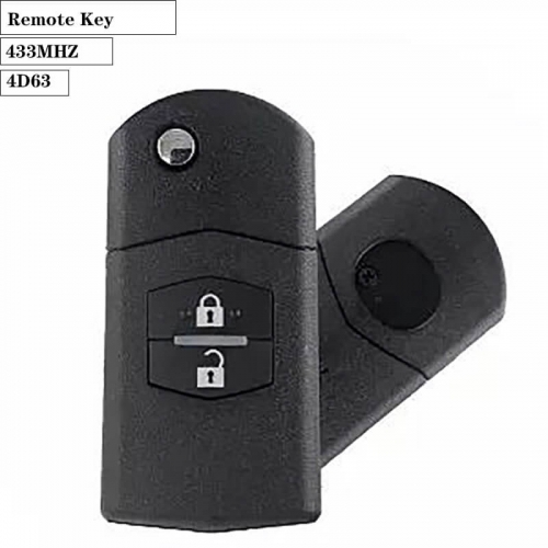 2 Buttons Folding Flip Remote Key 433MHZ with 4D63 Chip For Maz*da M3 M6 After 2010