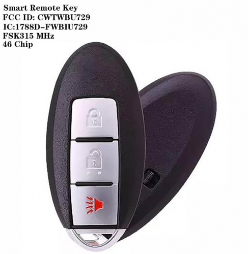 2+1 Button FSK315 MHz Smart Remote Key 46 Chip FCC ID: CWTWBU729 IC:1788D-FWBIU729 NSN14 For Nissa*n ROGUE Versa Pathfinder 2008-2011