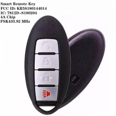 3+1 Button FSK433.92 MHz Smart Remote Key (CAR) 4A Chip With Remote Start NSN14 FCC ID: KR5S180144014 IC: 7812D-S180204 NSN14 for Nissa*n 2015-2017 Murano 2016-2017 Pathfinder 2017 Titan