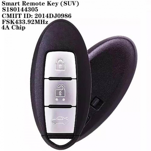 (SUV) 3 Button FSK433.92 MHz Smart Remote Key 4A Chip NSN14 / S180144305 / CMIIT ID: 2014DJ0986 For Nissa*n Murano