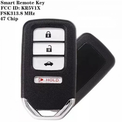 3+1 Button Smart Remote Key FSK313.8 MHz 47 Chip HON66 FCC ID: KR5V1X For Hond*a CITY 2015-2016