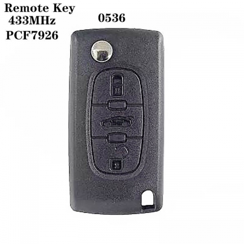 3button Remote Key 433MHz PCF7926 Chip HU83 For peogueo*t 0536 