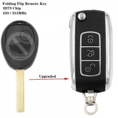 Upgraded Flip 3 buttons Remote Key HU92 Blade 315mhz / 433MHz ID73 chip for Land Rove*r 2002-2005 