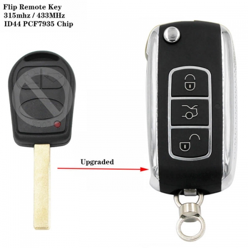 Upgraded Flip Remote Key 3 Buttons HU92 Blade 315mhz / 433MHz ID44 PCF7935 Chip For Land Rove*r Rover Range Rover Sport 2002-2006