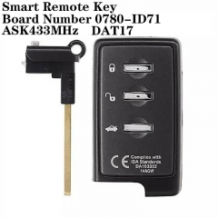 Smart Remote Key 3Button ASK433MHz DAT17 Board Number 0780-ID71 For SUBARU