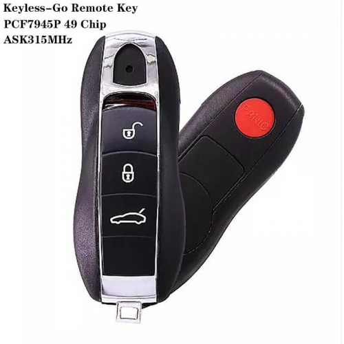 3+1 Button Keyless-Go Remote Key ASK315MHz PCF7945P 49 Chip HU66 Blade For Posrch*e Cayenne