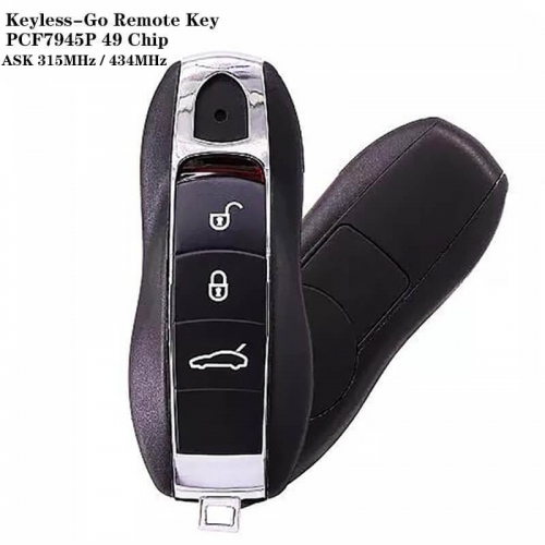 3 Button Keyless-Go Remote Key PCF7945P 49 Chip HU66 Blade ASK315MHz/434MHz For Posrch*e Cayenne 