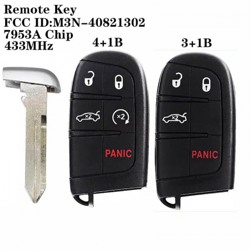 3+1/4+1Button Remote Key 433MHz FCC ID:M3N-40821302-7953A Chip For Chrysle*r