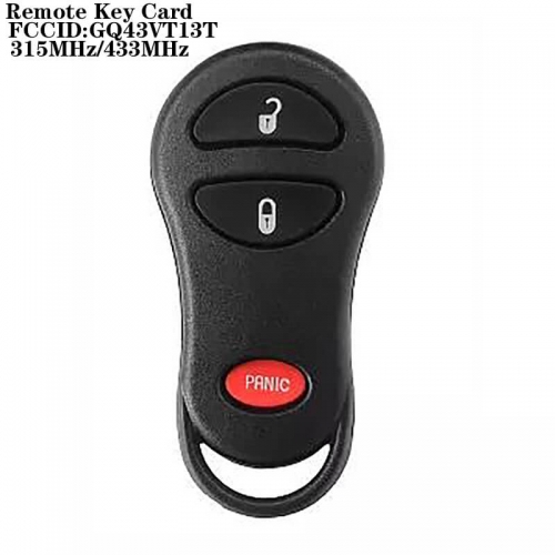 2+1 Button Remote Key Card 315MHz/433MHz FCCID:GQ43VT13T For Chrysle*r 
