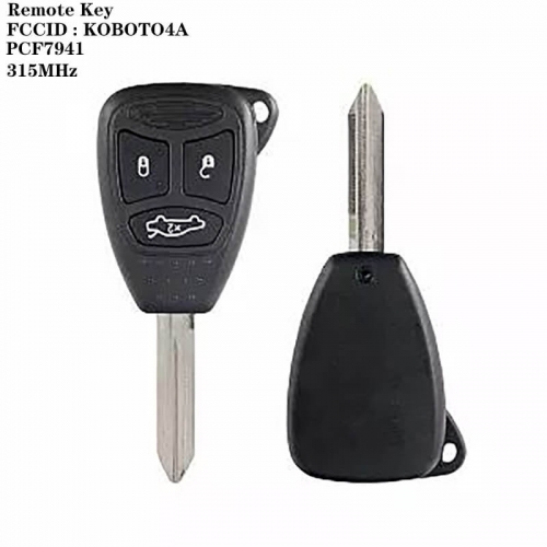 2+1button Remote Key 315MHz KOBOTO4A-PCF7941 Big Button CY24 For Chrysle*r 