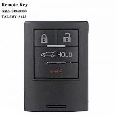 3+1 Buttons Remote Key 433MHz GM/S:20940389 TAL:5WY-8423 For Cadilla*c