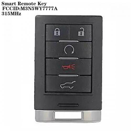 4+1 Buttons Remote Key 315mhz FCCID:M3N5WY7777A For Cadilla*c