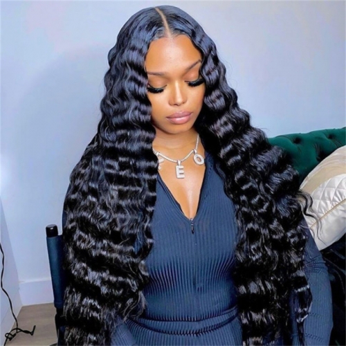 XS Hair 13x4 Virgin Hair Brazilian Unprocessed HD Lace Frontal Deep Wave  Human Wig