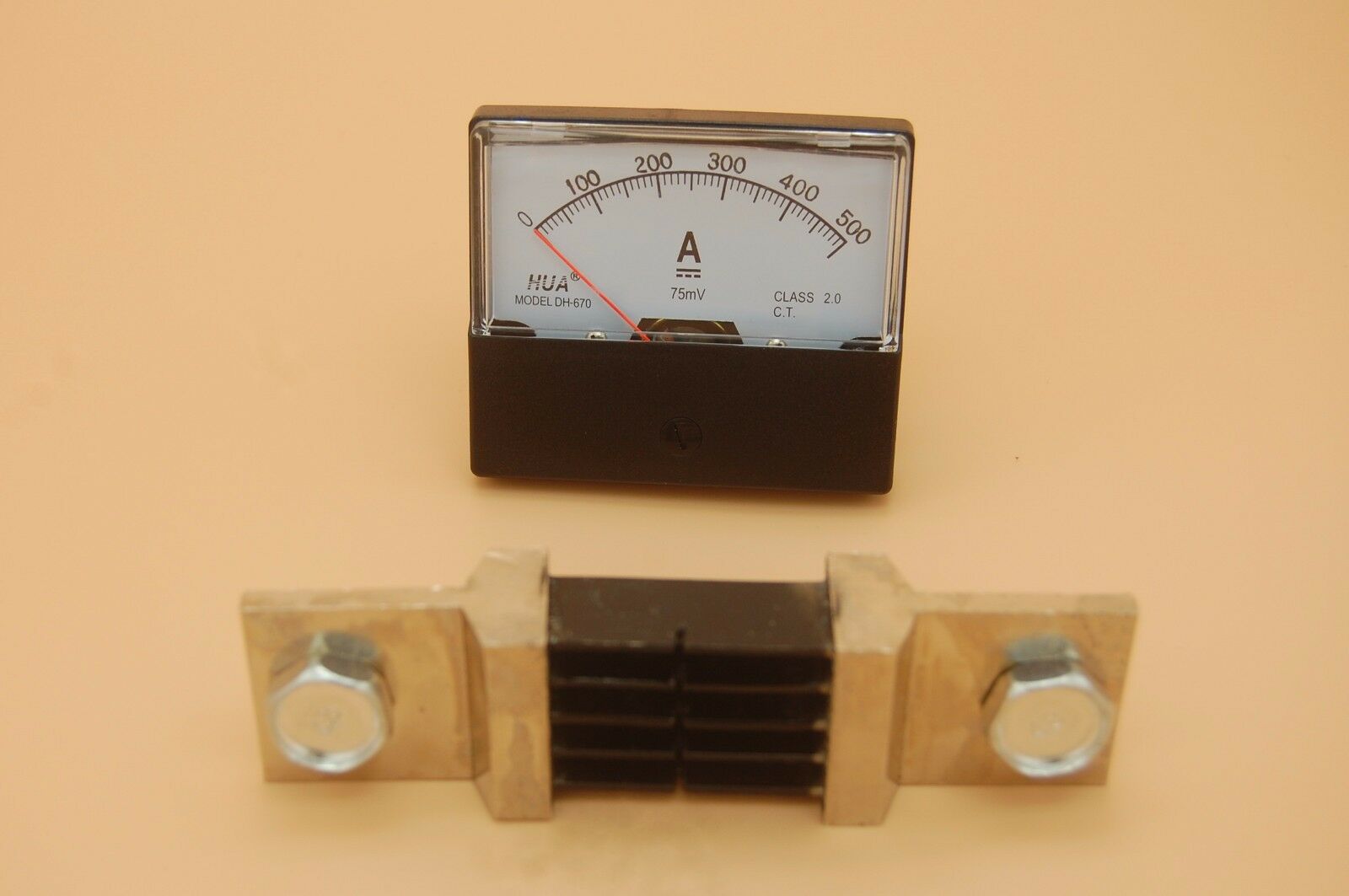 1PC DC 0-500A Analog Ammeter Panel AMP Current Meter 60*70MM with 75mV Shunt