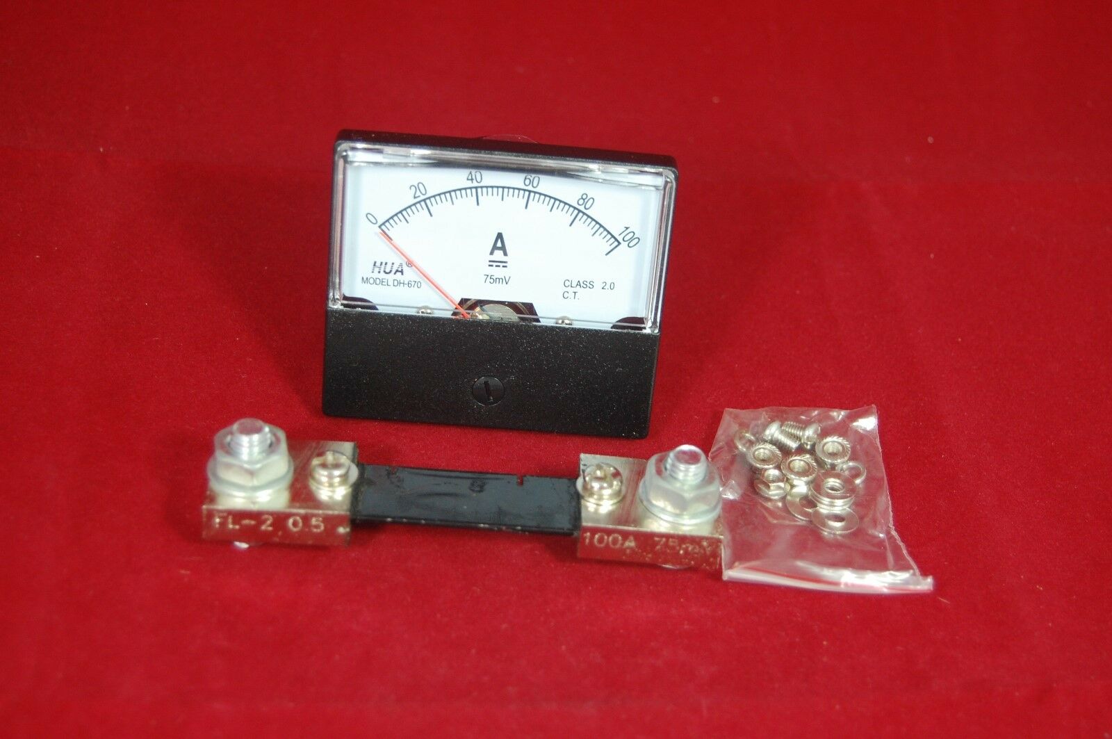 DC 100A  Analog Ammeter Panel AMP Current Meter DC 0-100A 60*70mm with Shunt