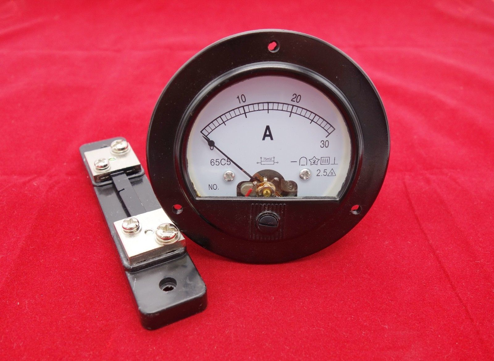 DC 0-30A Round Analog Ammeter Panel AMP Current Meter Dia. 90mm with shunt