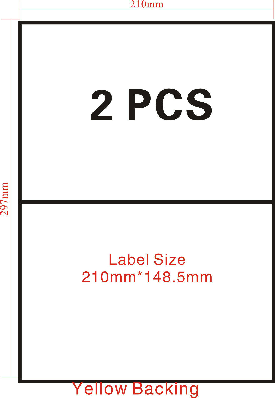 50 Sheets  Half-sheet Self Adhesive Glossy Labels Paper A4 Yellow backing