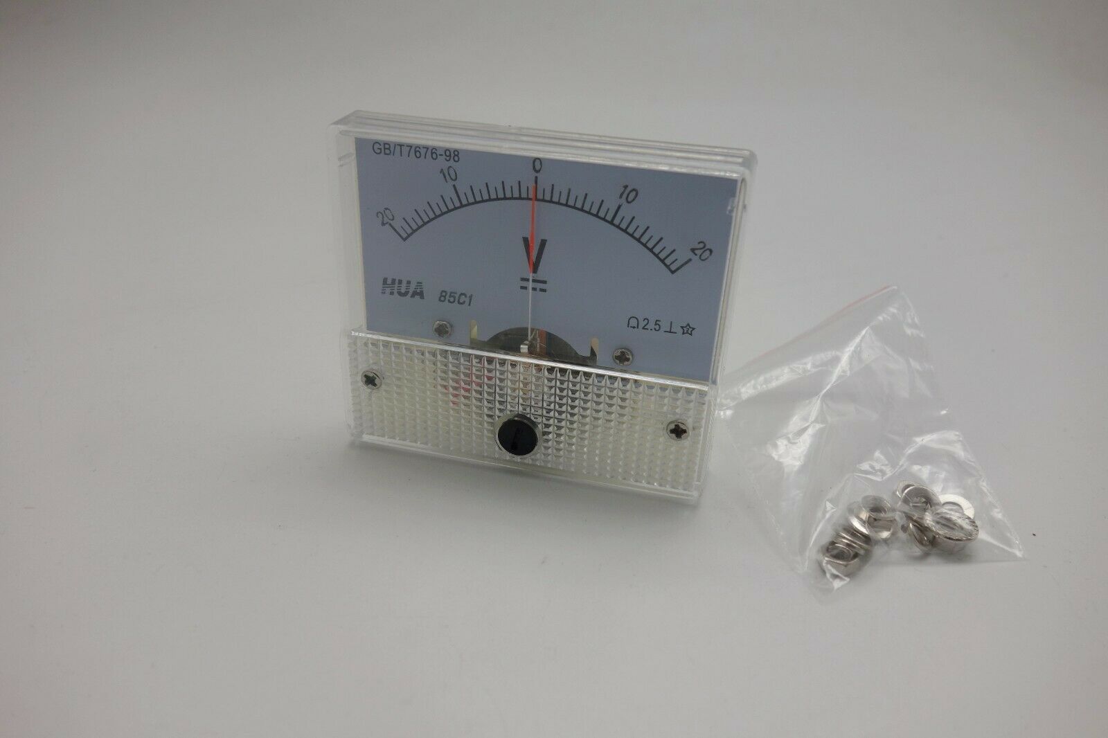 DC Minus Zero Plus -20V-+20V Analog 85C1 56*64mm Voltage Analogue Panel meter