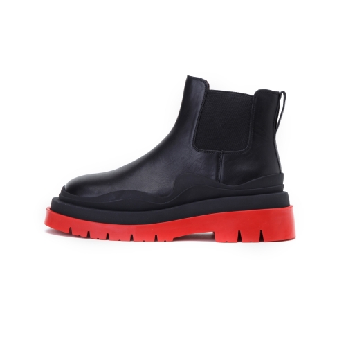 Bridget Black Leather And Red Ankle Boots