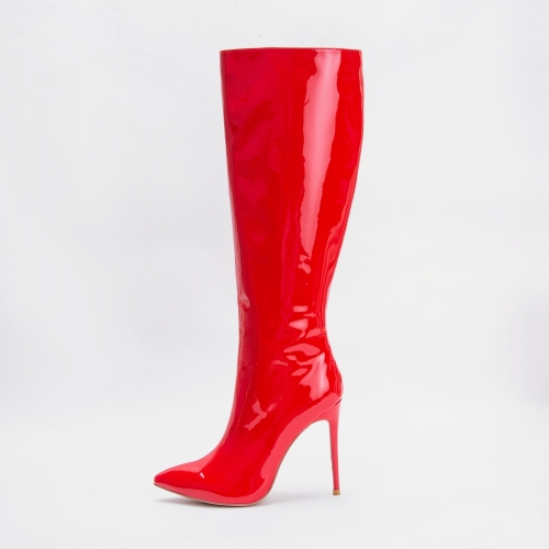 Helen Red Patent Leather Knee Boots