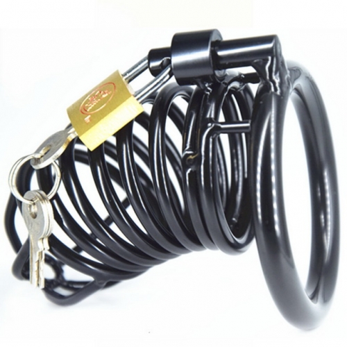 MOG Black male chastity lock spiral male bird cage