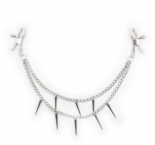 MOG White short milk clip with two spiked chain