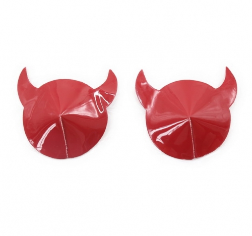 MOG Red bright leather horn nipple stickers