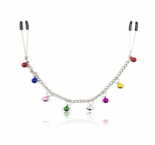 MOG Iron chain multi-colored bells nipple clip