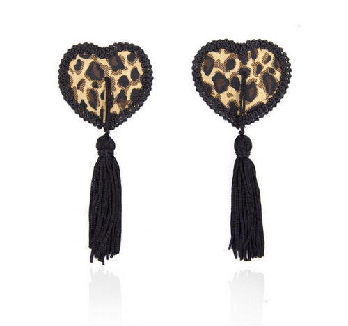 MOG Black fringed leopard breast stickers silicone love nipple stickers