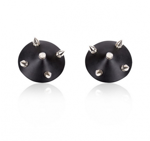 MOG Black spiked leather nipple stickers