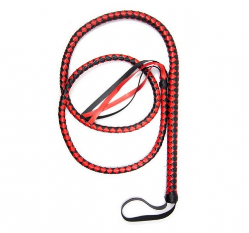 MOG Snake skin lengthened red black leather whip