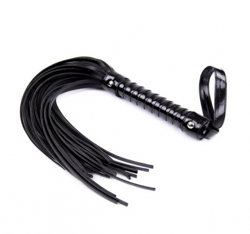 MOG Black bright leather fun handle leather whip