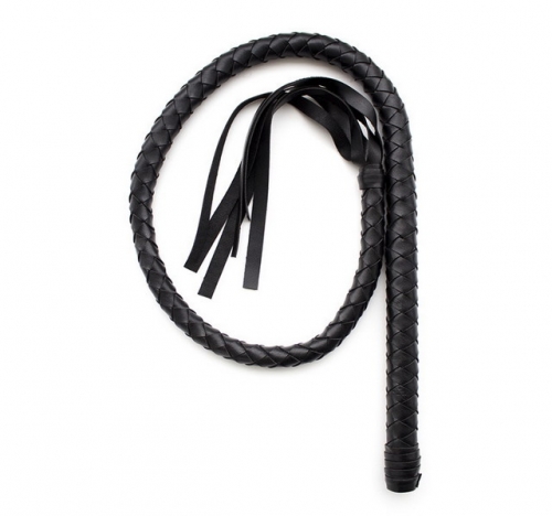 MOG Black short matt leather pointer whip