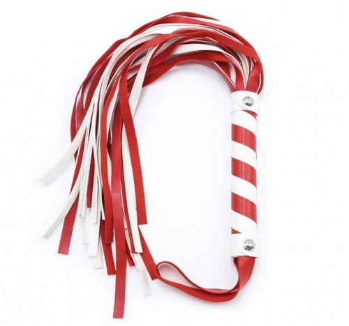 MOG Red and white tassel leather whips