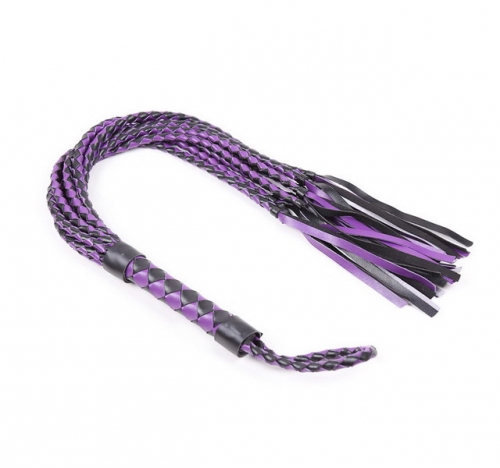 MOG Multiple woven knots handmade purple leather whip
