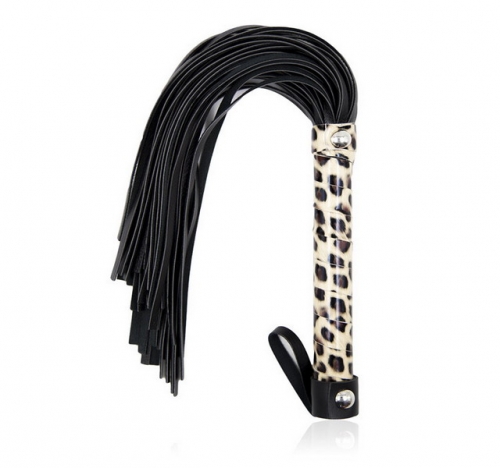 MOG Glossy leopard handle leather fun whip