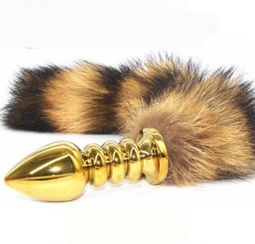 MOG Golden big spiral fox tail anal plug