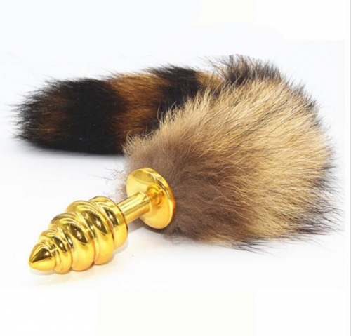 MOG Golden small spiral fox tail anal plug