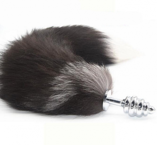 MOG Silver small spiral fox tail anal plug