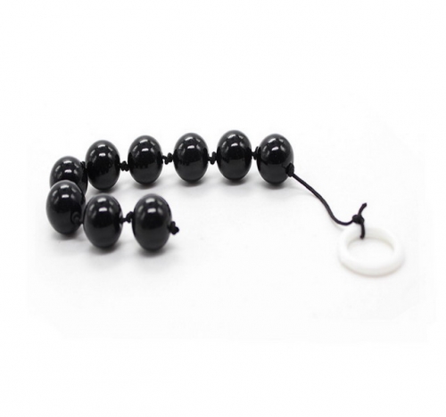 MOG Black glass anal pull beads