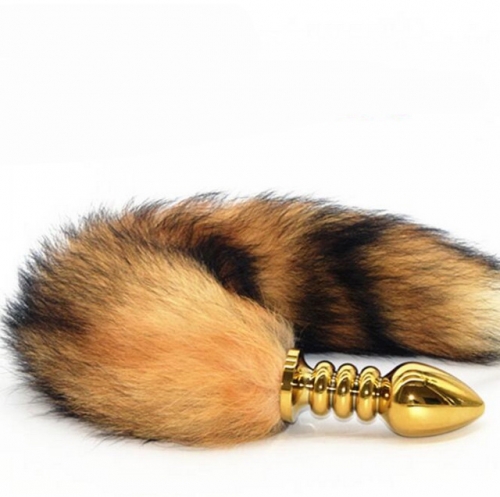 MOG Golden big spiral fox tail anal plug